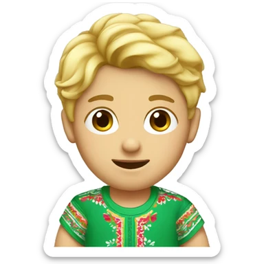 A blonde boy wearing a cute mexican shirt sticker