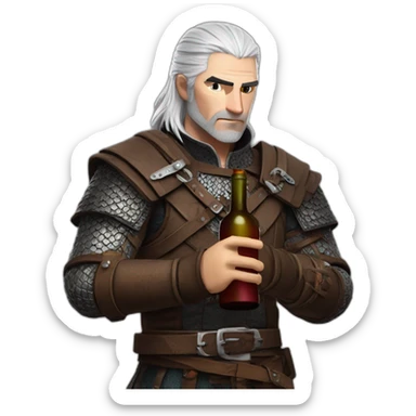 Geralt of Rivia with a bottle wine  sticker