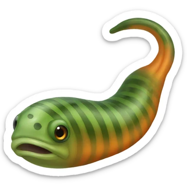 Green and orange striped leech sticker