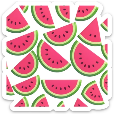 fresh green watermelon slice, highly realistic and detailed, resembling a real fruit emoji, suitable as a sprite for a fruit ninja game sticker