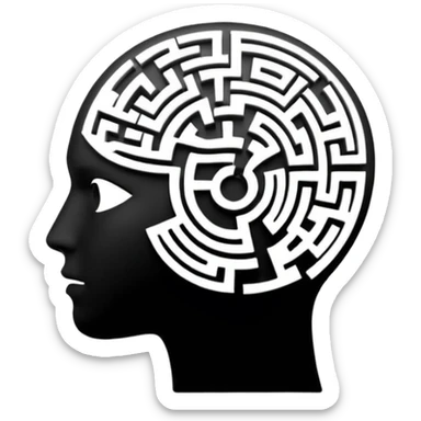 silhouette of a head with a maze inside sticker