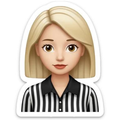 woman with black Striped Shirt not a t shirt sticker