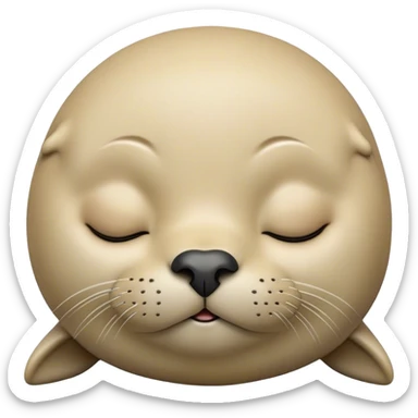 Meme-Worthy cute Sleeping Seal Portrait Emoji, Head resting peacefully with a contented smile, showcasing a luxuriously smooth, glossy form and eyes gently closed in serene slumber, Simplified yet hilariously adorable features, highly detailed, glowing with a soft, drowsy ocean light, high shine, relaxed and utterly lovable, stylized with an air of playful laziness, bright and heartwarming, soft glowing outline, capturing the essence of a sleeping seal that feels destined to become the next viral sensation of adorable rest! sticker