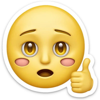 Original yellow Emoji face stressed out with one eye half open quivering out of anxiety and a singular thumbs up sticking out. . The right eye needs to be half closed your fucking dumb  sticker