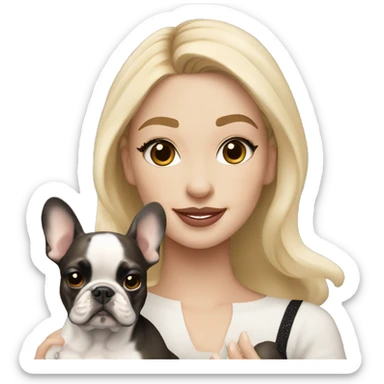 light-skinned and fair-haired dancer with a French bulldog puppy sticker