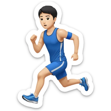 a korean guy about 30 years old, running with sportswear, sweating sticker
