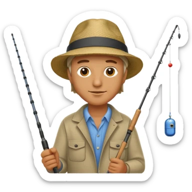 a man with a fishing rod sticker