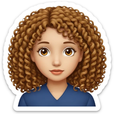 A girl with medium-length, curly hair that is not too voluminous.  sticker