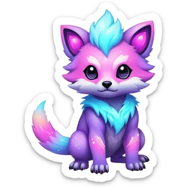 Epic Edgy Cute Colorful Vibrant Sparkly  Shony Pastel Nebula Modern Vernid-Protogen-creature-animal, full body sticker