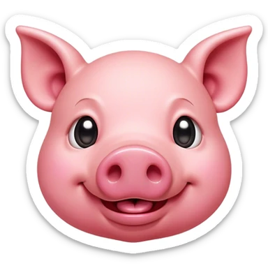 Cinematic Comical Pig Portrait Emoji, Head tilted dramatically with an exaggeratedly amused expression, featuring a striking rosy-pink hide with a playful snout and wide, expressive eyes filled with playful disbelief, Simplified yet hilariously expressive features, highly detailed, glowing with a slightly sassy glow, high shine, dramatic yet playful, stylized with an air of cheeky mischief, bright and endearing, soft glowing outline, capturing the essence of a spirited and over-the-top pig, so meme-worthy it feels like it could oink its way into internet fame instantly! sticker