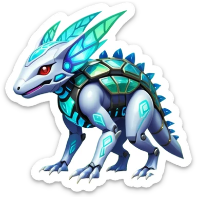  exotic tropical iridescent cyber-Protogen-Fakémon-Pokémon-Vernid-creature sticker