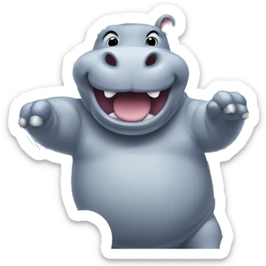 A hippo celebrating with balloons  sticker