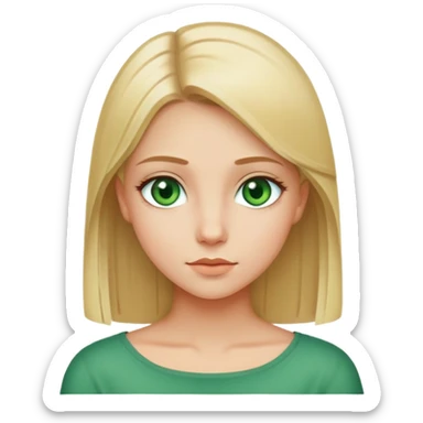 Blond girl with straight hair till shounders and green eyes sticker