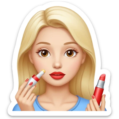 A gorgeous women applying lipbalm  sticker