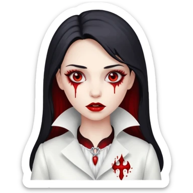Women Vampire withwhite coat dress and eyes should be red with blood sticker