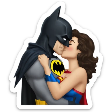 Batman kissing wonderwoman sticker