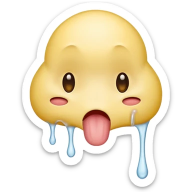 Emoji drooling half yellow bone out sticker