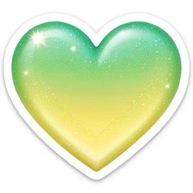 glitter heart with pastel yellow to pastel green ombre sticker