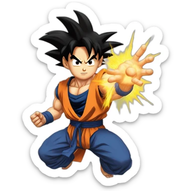 Goku qui tire un kamehameha écris salut sticker