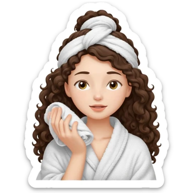 girl brunette with long curly hair getting a deep facial cleansing eyes closed sticker
