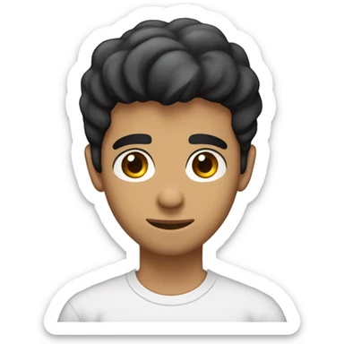 A 22 year old, Middle Eastern man, with short black hair, with none facial hair,   with brown eyes wearing a t-shirt. sticker