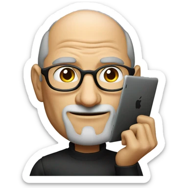 Steve Jobs holding an iPad sticker