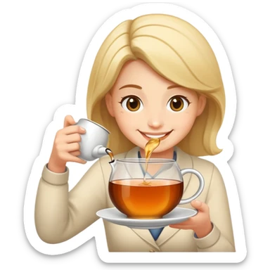 smiling person pouring tea sticker