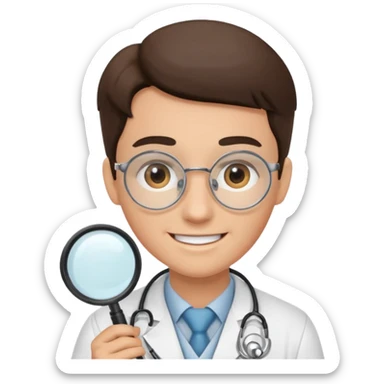 medico com uma lupa sticker