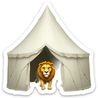 big white tent with a lion and a human rogue inside sticker