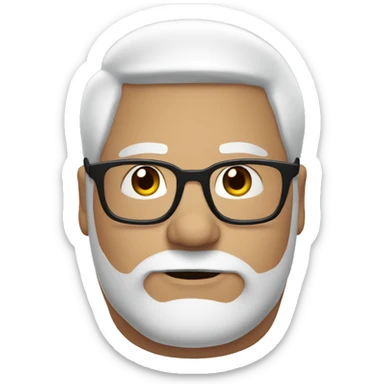 Fat man white hair and black eyebrows with glasses sticker