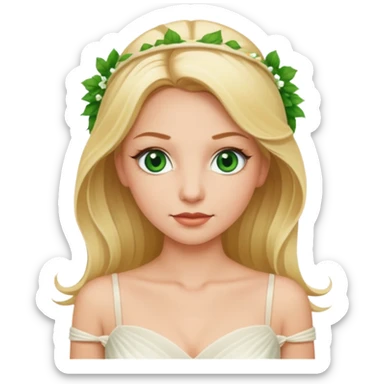 blonde haired green eyed bride in ivory gown with spaghetti straps sticker