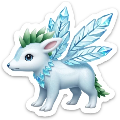 Sparkly Icy Glacial Helioptile-Amaura-Shaymin-Fakémon-hybrid-creature (full body)  sticker