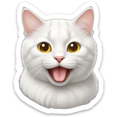 white cat sticking out tongue sticker