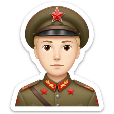 Red Army soldier from 1918 with budenovka hat and red star, Russian Civil War era sticker