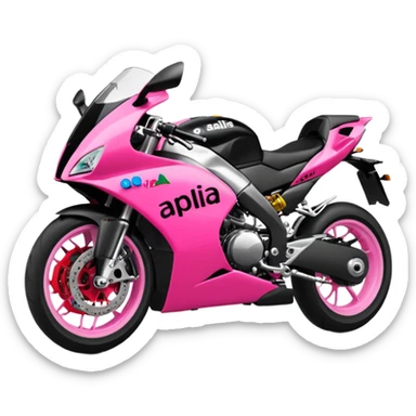 moto sportiva con scritta aprilia nera e solo avanti rosa fluorescente  sticker