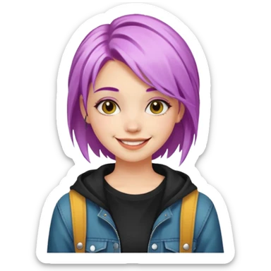 stylish teen girl and dyed her hair, grunge outfit sticker