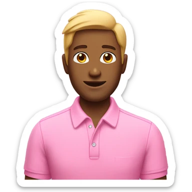 Gay man with bob and wearing a pink polo shirt sticker