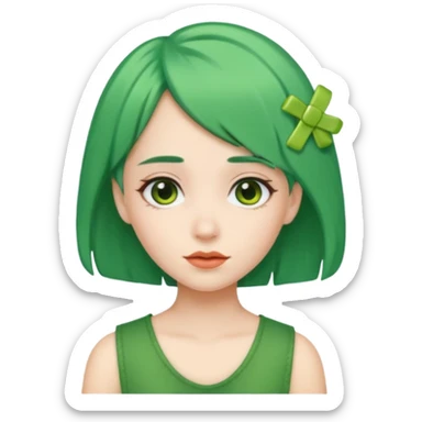 girl with green hair clip sticker