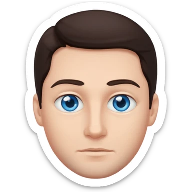 homme yeux bleu azur cheveux brun foncé sticker