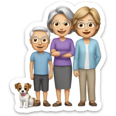 familia de abuelos y nietos sticker