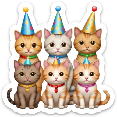 3 cats and a kitten at a birthday party sticker