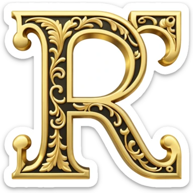 letters RM in gold fancy font sticker