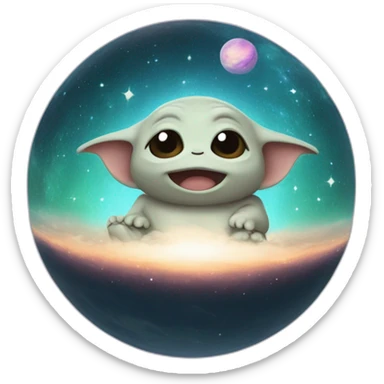 Grogu Cosmic méditation with planet sticker