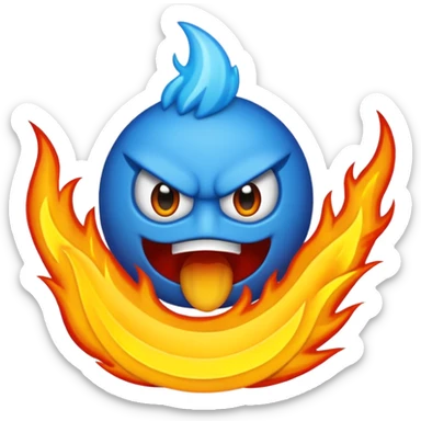 Rayos, centellas y fuego con expresiones de furia extrema azul sticker