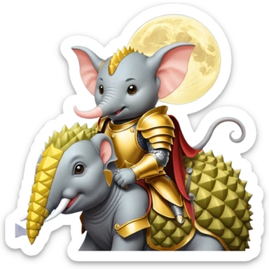 DURIAN KNIGHT WITH ELEPHENT FACE RIDE ON THE RAT IN THE  MOON sticker