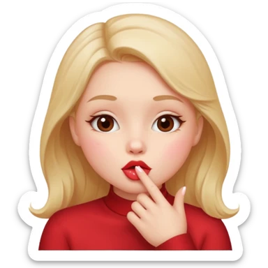 A cute circular blowing a smooch kiss and little bite on the lower lip sticker