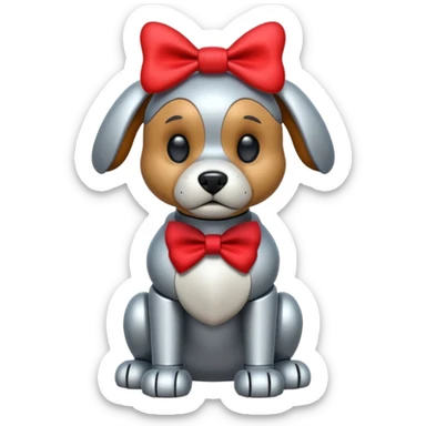 animatronic dog with red bow time like fnaf but dog emoji ios sticker