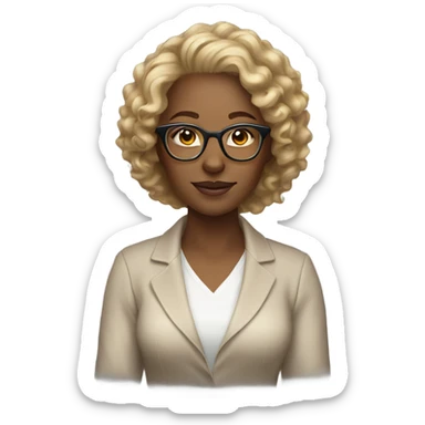 Gorgeous light brown woman with blonde curly hair and glasses sticker