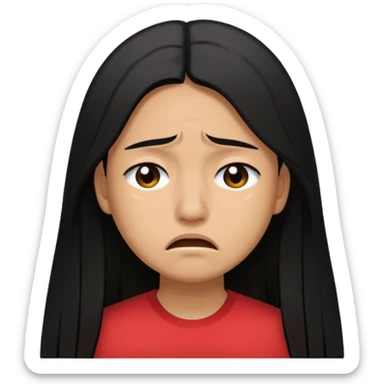 light brown skin tand straight, long black hair past mid back. Upset and crying  sticker