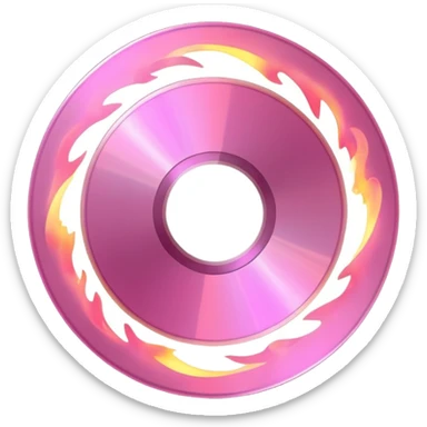 A minimalist CD disc with subtle pink flames, glowing effect sticker